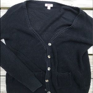 Arizona Black Knit Cardigan w/ Buttons and Pockets
